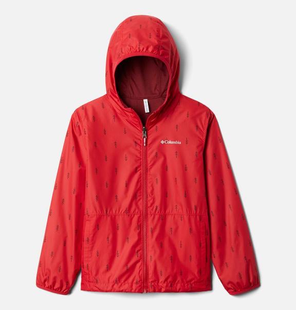 Columbia Pixel Grabber Rain Jacket Red For Girls NZ23897 New Zealand